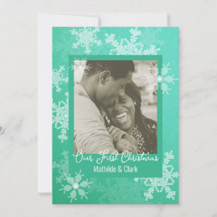 Cartes Pour Fêtes Annuelles Nos premiers Snowflakes Emerald de Noël Minimalist