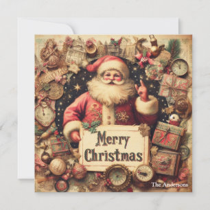 Cartes Pour Fêtes Annuelles Nostalgale Rétro Santa Claus Joyeux Noël