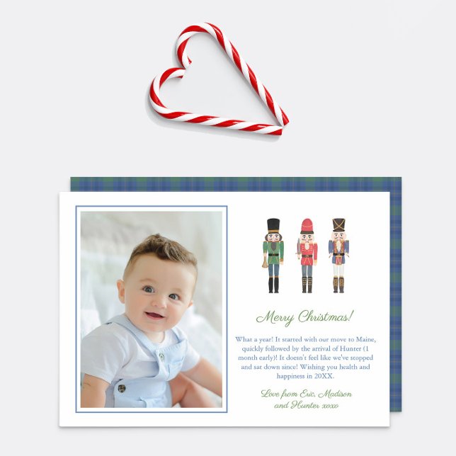 Cartes Pour Fêtes Annuelles Nostalgic Joyeux Noël (Traditional Holidays favorite Nutcracker soldier Christmas Cards with space for family photo)