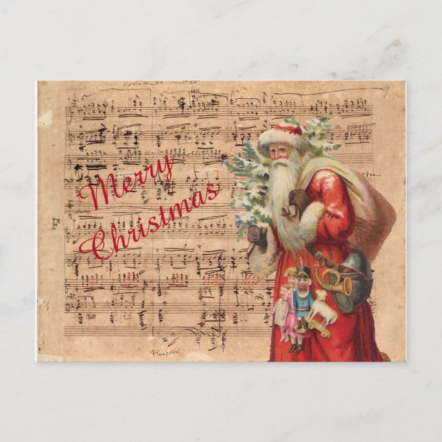Cartes Pour Fêtes Annuelles Nostalgic Santa Toys and tree With Sheet Music (Devant)