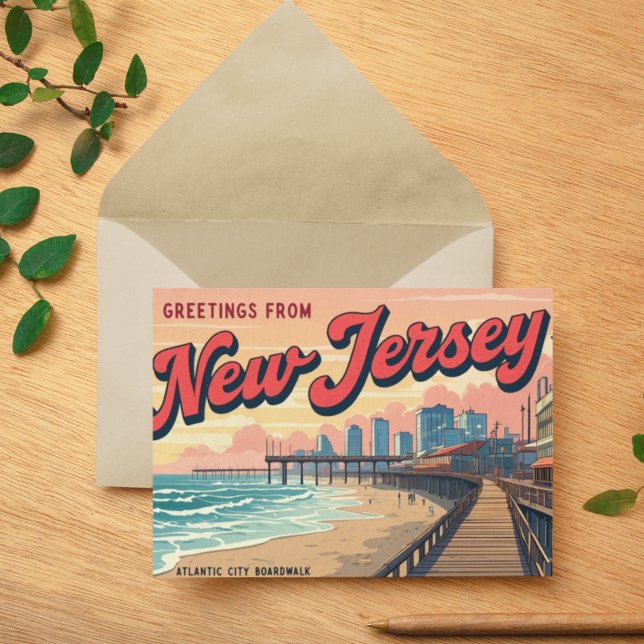 Cartes Pour Fêtes Annuelles Nostalgie du New Jersey Boardwalk Imprimer (Créateur téléchargé)
