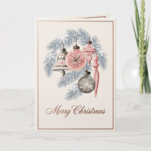 Cartes Pour Fêtes Annuelles Nostalgie Pastel : Ornements en Verre de Milieu de