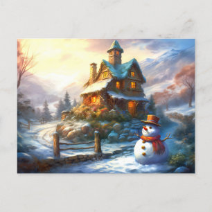 Cartes Pour Fêtes Annuelles Nostalgique bonhomme de neige de Noël Cottage vi