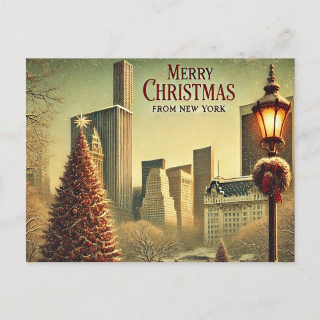 Cartes Pour Fêtes Annuelles Nostalgique New York Design de Noël (Devant)