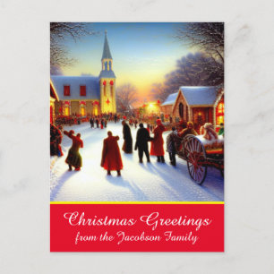 Cartes Pour Fêtes Annuelles Nostalgique Village Eglises de Noël Salutations de
