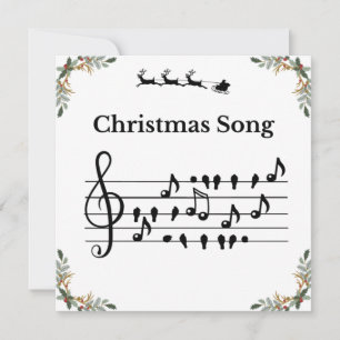 Cartes Pour Fêtes Annuelles Notes d'oiseaux Holly Cantique de Noël Musique
