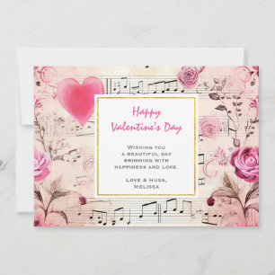 Cartes Pour Fêtes Annuelles Notes musicales et design Vintage Rose