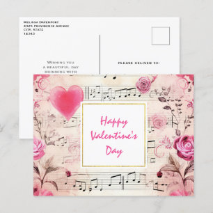 Cartes Pour Fêtes Annuelles Notes musicales et design Vintage Rose