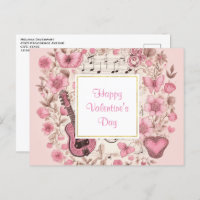 Notes musicales et fleurs Retro Saint Valentin