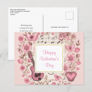 Cartes Pour Fêtes Annuelles Notes musicales et fleurs Retro Saint Valentin