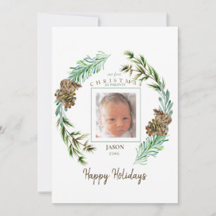 Cartes Pour Fêtes Annuelles Notre 1er Noël En Tant Que Parents Photo