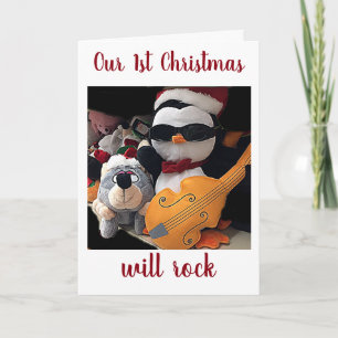 Cartes Pour Fêtes Annuelles NOTRE ***1ère NOËL*** SERA ROCK-ROCKIN' PENQUIN