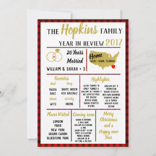 Cartes Pour Fêtes Annuelles notre année revue, événement familial Noël rouge