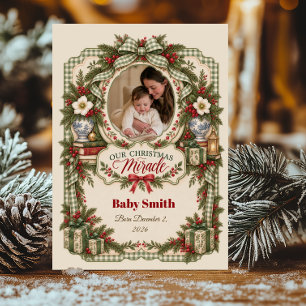 Cartes Pour Fêtes Annuelles Notre annonce photo de bébé miracle de Noël