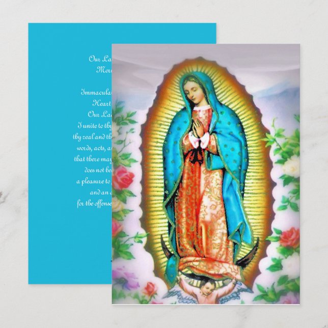 Cartes Pour Fêtes Annuelles Notre-Dame de Guadalupe Floral avec prière (Devant / Derrière)