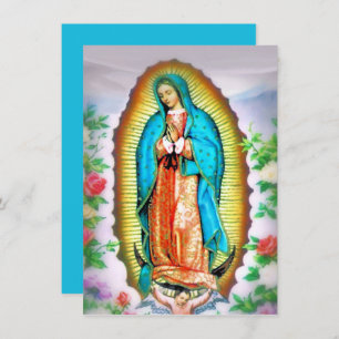 Cartes Pour Fêtes Annuelles Notre-Dame de Guadalupe Floral avec prière