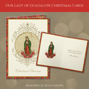 Cartes Pour Fêtes Annuelles Notre-Dame de Guadalupe Noël Poinsettia Fêtes