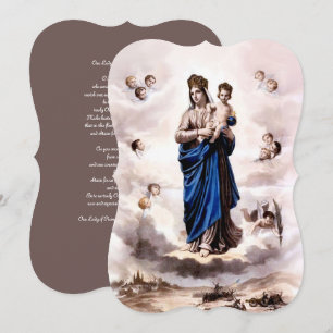 Cartes Pour Fêtes Annuelles Notre Dame de l'Prompte Succor BW avec prière