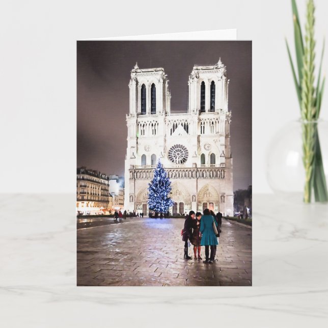 Cartes Pour Fêtes Annuelles Notre Dame de Paris par nuit (Devant)