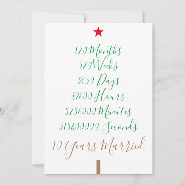 Cartes Pour Fêtes Annuelles Notre Dixième Noël 10e Ans Mariés Noël (Devant)