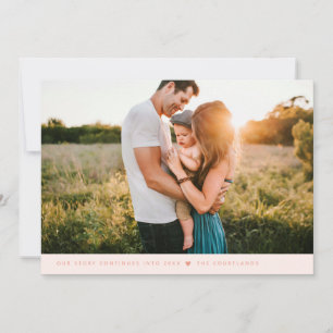 Cartes Pour Fêtes Annuelles Notre histoire Minimaliste Nouvel An Photo Peach