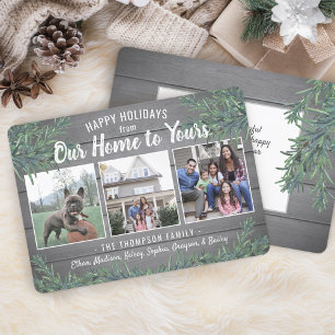 Cartes Pour Fêtes Annuelles Notre maison à vos photos de Noël Bois et verdure