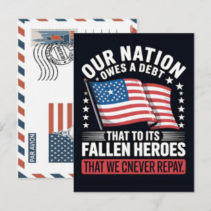 Cartes Pour Fêtes Annuelles Notre nation a une dette envers ses héros tombés a