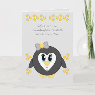 Cartes Pour Fêtes Annuelles Notre petite-fille à Noël pingouin mignon gris