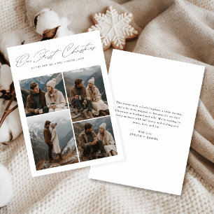 Cartes Pour Fêtes Annuelles Notre premier Noël 4 Photo Script Jeunes mariés
