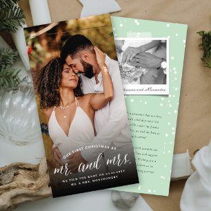 Cartes Pour Fêtes Annuelles Notre Premier Noël Comme M. Et Mme Mariage Photo