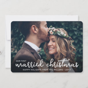 Cartes Pour Fêtes Annuelles Notre premier Noël de mariage Jeunes mariés 2 Phot