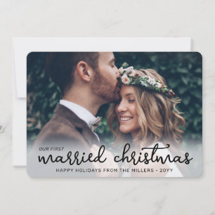 Cartes Pour Fêtes Annuelles Notre Premier Noël de Mariés Photos de Mariage Sim