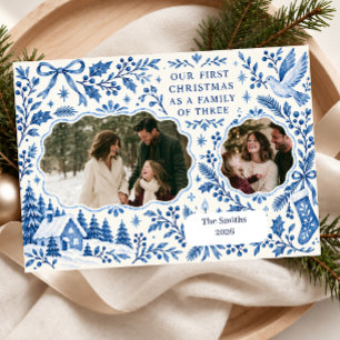 Cartes Pour Fêtes Annuelles Notre premier Noël en tant que famille de trois ph