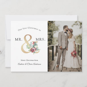 Cartes Pour Fêtes Annuelles Notre premier Noël en tant que M. et Mme.