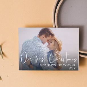 Cartes Pour Fêtes Annuelles Notre Premier Noël en Tant que M. et Mme Joyeuses 