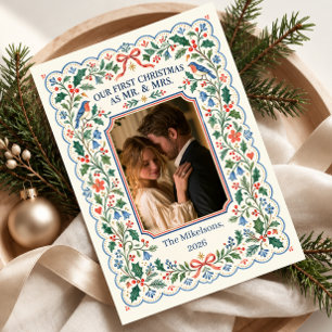 Cartes Pour Fêtes Annuelles Notre premier Noël en tant que M. et Mme Photo