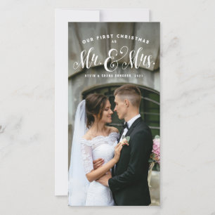Cartes Pour Fêtes Annuelles Notre premier Noël en tant que Monsieur et Madame