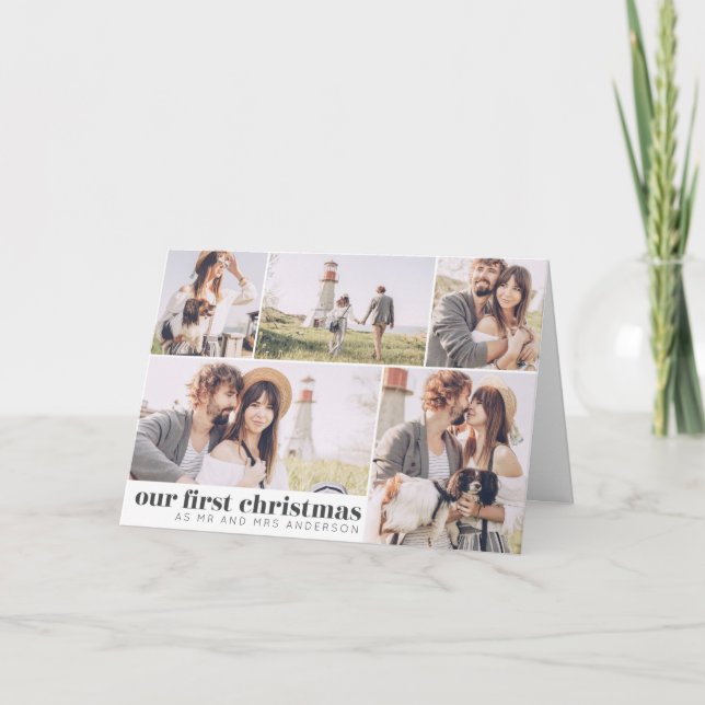 Cartes Pour Fêtes Annuelles Notre premier Noël en tant que Monsieur et Madame  (Devant)