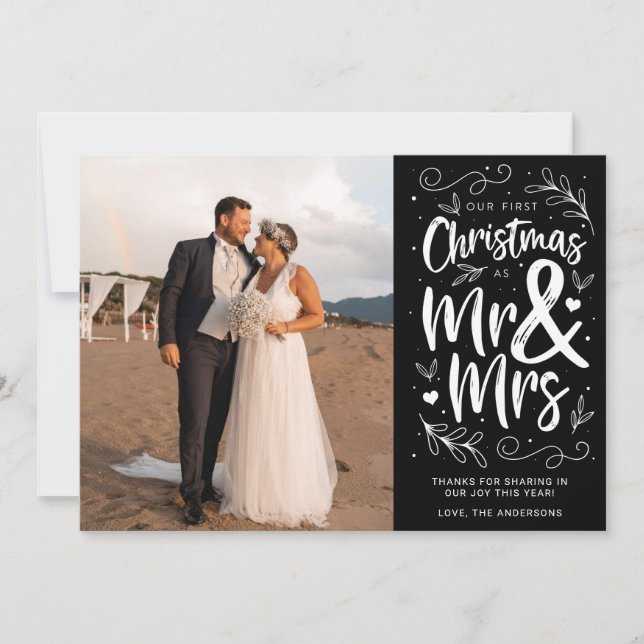 Cartes Pour Fêtes Annuelles Notre Premier Noël En Tant Que Monsieur. & Mme (Devant)