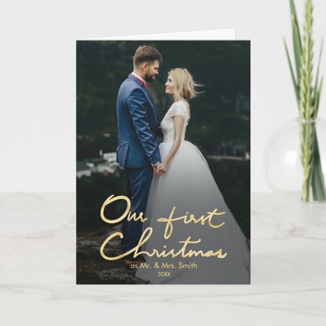 Cartes Pour Fêtes Annuelles Notre premier Noël en tant que Monsieur. & Mme | P (Devant)