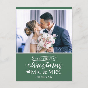 Cartes Pour Fêtes Annuelles Notre premier Noël en tant que Mr & Mrs jeunes mar