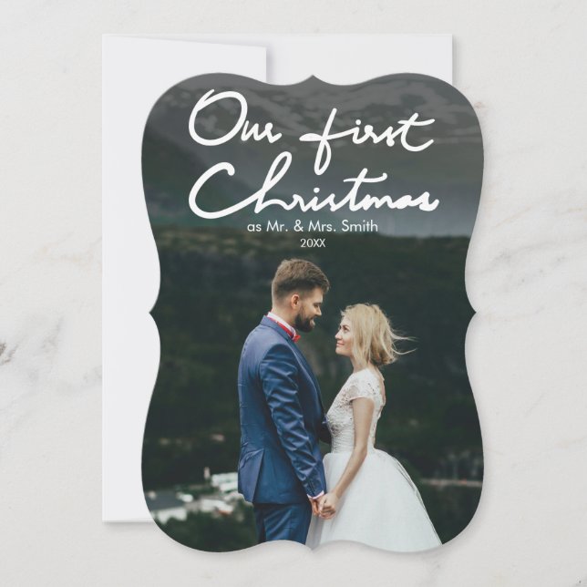 Cartes Pour Fêtes Annuelles Notre premier Noël en tant que Mr & Mrs. | Photo d (Devant)