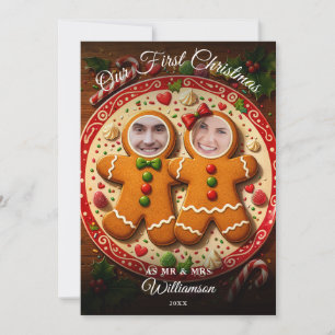 Cartes Pour Fêtes Annuelles Notre premier Noël M. et Mme Gingerbread Photo