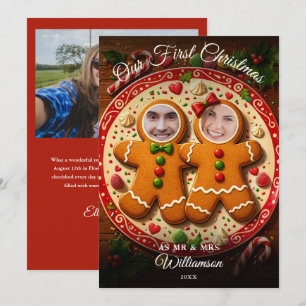 Cartes Pour Fêtes Annuelles Notre premier Noël M. Mme Gingerbread 3 Photo