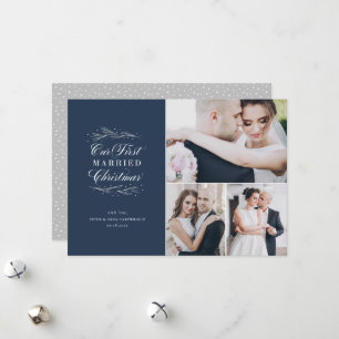 Cartes Pour Fêtes Annuelles Notre premier Noël Marié Multi-Photo Holiday