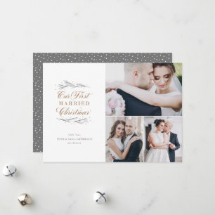 Cartes Pour Fêtes Annuelles Notre premier Noël Marié Multi-Photo Holiday