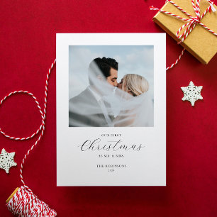 Cartes Pour Fêtes Annuelles Notre premier Noël Mr & Mrs Deux Photo