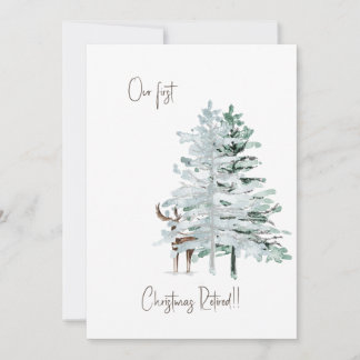 Cartes Pour Fêtes Annuelles Notre premier Noël Retraité Cerf de Bois