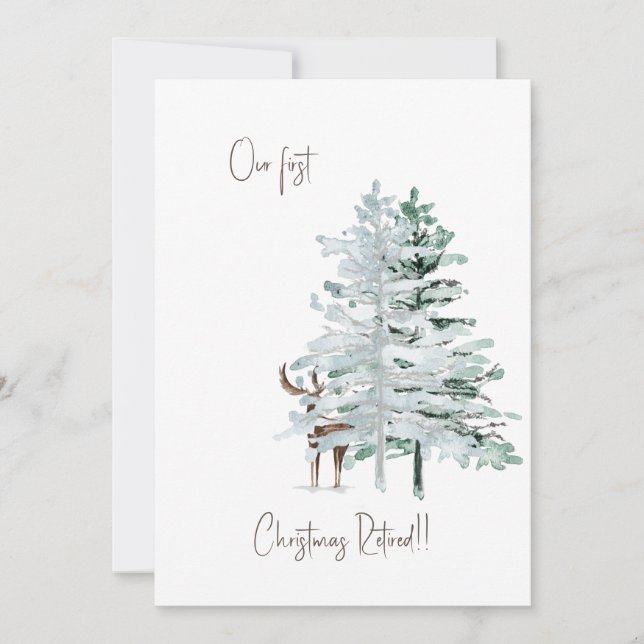 Cartes Pour Fêtes Annuelles Notre premier Noël Retraité Cerf de Bois (Devant)