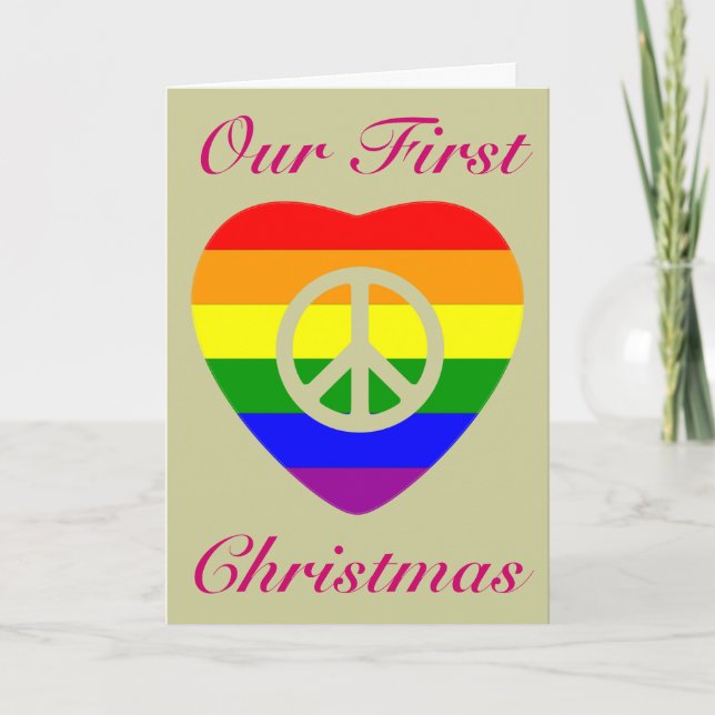 CARTES POUR FÊTES ANNUELLES NOTRE PREMIÈRE NOËL A MARIÉ GAY COUPLE (Devant)